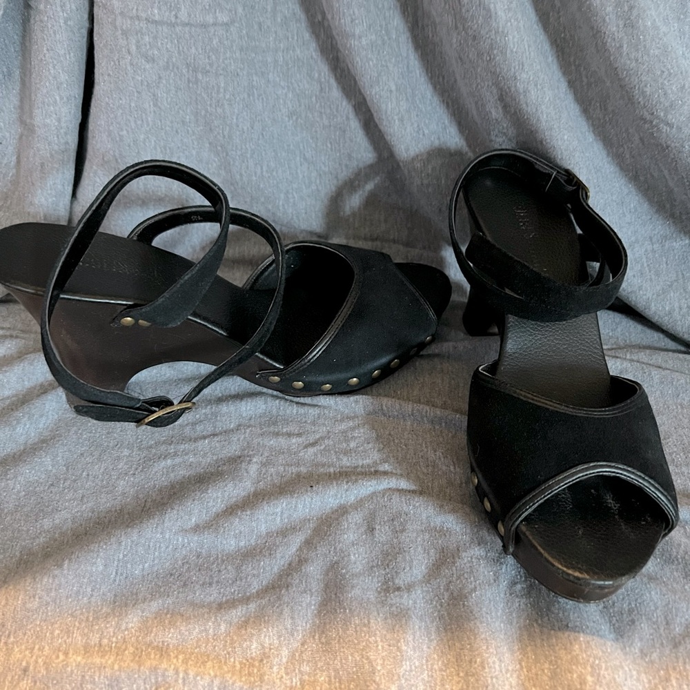 Ankle wrap wedge heel. Size 9